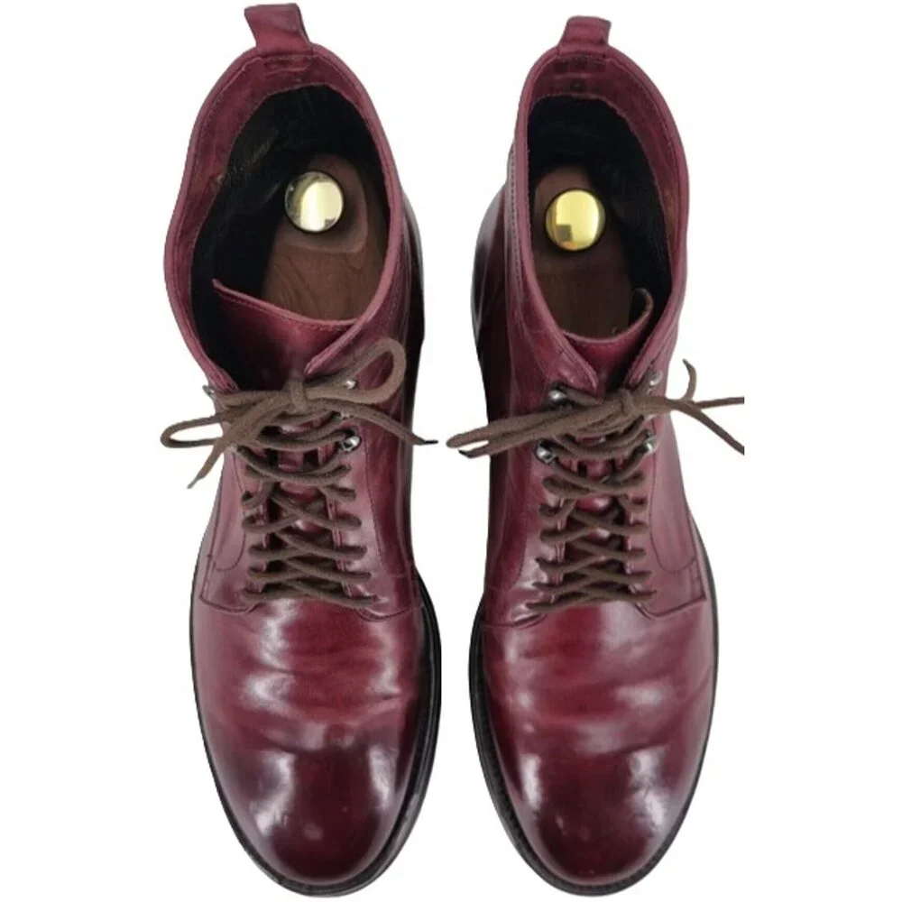 Alberto Fasciani Italy Burnished Burgundy Combat Boots Mens 9 Casual Dress Boots - Picture 10 of 14